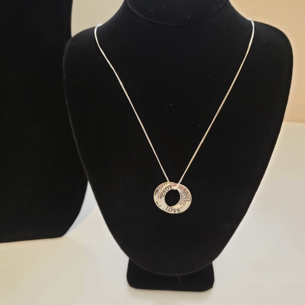 Serling Silver Necklace Love Peace Hope Pendant